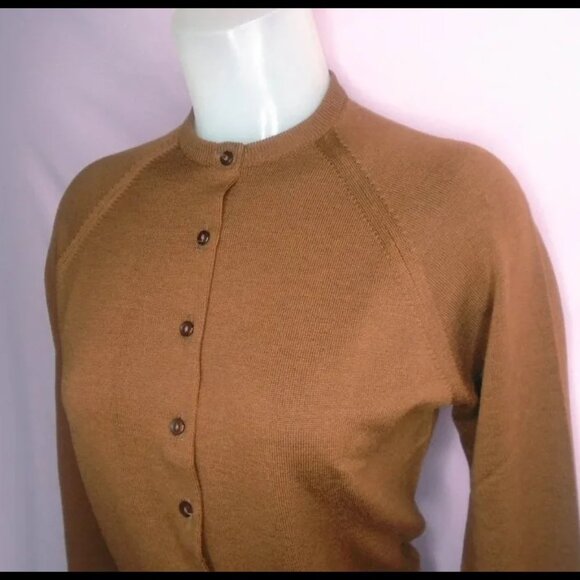 50s Vintage Style Brown Wool Cardigan Rockabilly Sweater - 70s - Picture 4 of 14